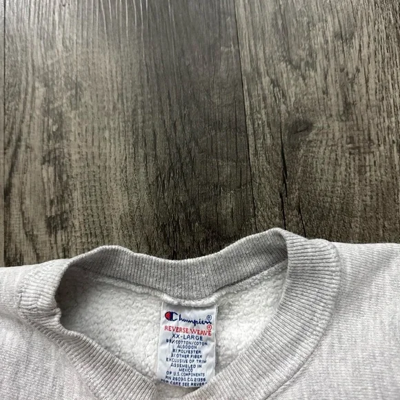 Vintage 90s Meredith College Champion Reverse Weave Sweatshirt Heavyweight Grey - Picture 6 of 7
